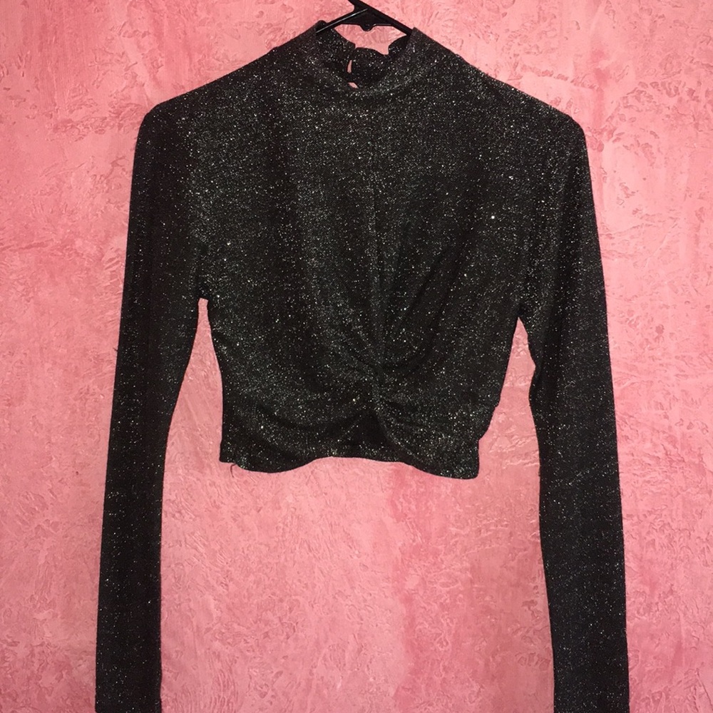 Long sleeve sparkly crop top